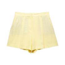 Conjunto De Verão Feminino Amarelo Manteiga Casual Chic Com Top Sem Mangas E Calças Curtas Com Zíper Conjunto De Verão Feminino Amarelo Manteiga Casual Chic Com Top Sem Mangas E Calças Curtas Com Zíper