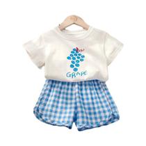 Conjunto De Verão Infantil De 2 Peças, Top De Manga Curta, Shorts Xadrez, Frutas, Limão, Uva, Conjunto De Verão Infantil De 2 Peças, Top De Manga Curta, Shorts Xadrez, Frutas, Limão, Uva,