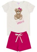 Conjunto de Verão Infantil Feminino Blusa e Shorts Love - KK Kids
