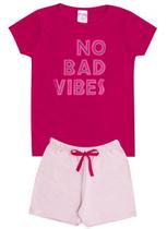 Conjunto de Verão Infantil Feminino Blusa Rosa e Shorts Vibes Rosa Claro - KK Kids Conjunto de Verão Infantil Feminino Blusa Rosa e Shorts Vibes Rosa Claro - KK Kids