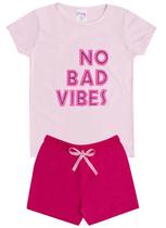 Conjunto de Verão Infantil Feminino Blusa Rosa e Shorts Vibes Rosa - KK Kids Conjunto de Verão Infantil Feminino Blusa Rosa e Shorts Vibes Rosa - KK Kids