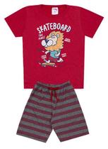 Conjunto de Verão Infantil Masculino Blusa Leão e Shorts Listrado - KK Kids Conjunto de Verão Infantil Masculino Blusa Leão e Shorts Listrado - KK Kids