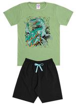 Conjunto de Verão Infantil Masculino Blusa Verde e Shorts Raptor - KK Kids Conjunto de Verão Infantil Masculino Blusa Verde e Shorts Raptor - KK Kids
