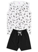 Conjunto de Verão Infantil Masculino Regata e Shorts Preto Dinossauros - KK Kids