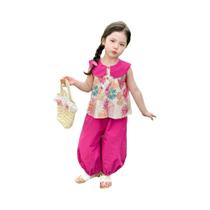 Conjunto De Verão Leve Para Meninas 2 Peças Vestido Com Gola Peter Pan Roupas Para Crianças Conjunto De Verão Leve Para Meninas 2 Peças Vestido Com Gola Peter Pan Roupas Para Crianças