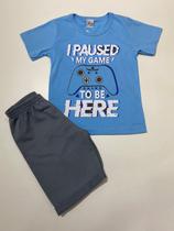 Conjunto de verão masculino azul e cinza tam 4 Conjunto de verão masculino azul e cinza tam 4