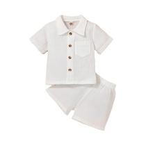 Conjunto De Verão Para Bebê Em Algodão Branco Com Gola, Manga Curta, Amigo Da Pele, Ajuste Solto