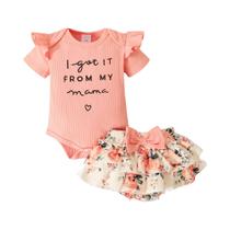 Conjunto De Verão Para Bebê Menina Recém-Nascida, Macacão Com Babados, Calças Curtas E Faixa De