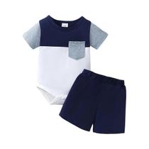Conjunto De Verão Para Bebês Meninos, 2 Peças, Shorts De Manga Curta Com Blocos De Cores, Adequado Conjunto De Verão Para Bebês Meninos, 2 Peças, Shorts De Manga Curta Com Blocos De Cores, Adequado