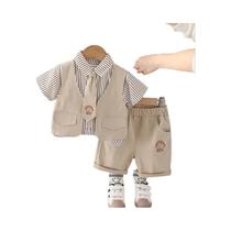 Conjunto De Verão Para Bebês Meninos: Camiseta Casual De Algodão E Shorts (2 Peças) - Roupa Infantil Conjunto De Verão Para Bebês Meninos: Camiseta Casual De Algodão E Shorts (2 Peças) - Roupa Infantil