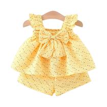 Conjunto De Verão Para Menina Com Top De Poá E Shorts, Roupas Infantis Bonitas Para Praia, 2 Peças