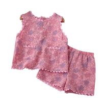 Conjunto De Verão Para Meninas Com Estampa Floral E Bolinhas, Colete Com Bolso E Shorts, 2 Peças, - NONE Conjunto De Verão Para Meninas Com Estampa Floral E Bolinhas, Colete Com Bolso E Shorts, 2 Peças, - NONE