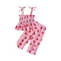 Conjunto De Verão Para Meninas Em Duas Peças, Top De Alças E Calças Longas, Estilo Europeu-Americano