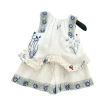 Conjunto De Verão Para Meninas Estilo Coreano Com Top Sem Mangas E Shorts Com Laço E Flor 2 Peças