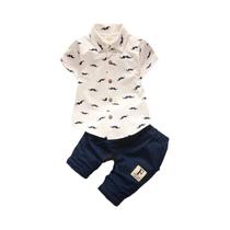 Conjunto De Verão Para Menino, Camisa De Algodão Impressa De Manga Curta E Shorts, Roupas Para Bebê