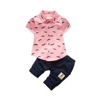 Conjunto De Verão Para Menino, Camisa De Algodão Impressa De Manga Curta E Shorts, Roupas Para Bebê