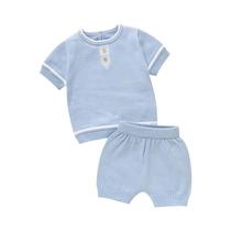 Conjunto De Verão Para Meninos Recém-Nascidos Em Algodão 2 Peças Camisetas De Manga Curta E Calças Conjunto De Verão Para Meninos Recém-Nascidos Em Algodão 2 Peças Camisetas De Manga Curta E Calças
