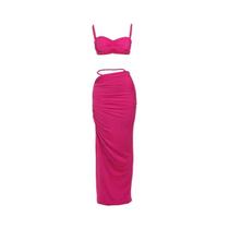 Conjunto De Verão Para Mulheres, 2 Peças, Top Com Gola Quadrada E Saia Longa Justa, Conjunto Fashion