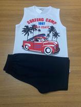 Conjunto de verão regata masculino branco e preto tam 6