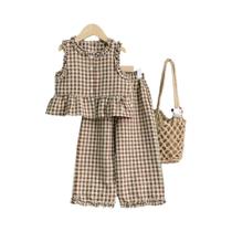 Conjunto De Verão Rosa Para Meninas, Conjunto De Duas Peças, Top Sem Mangas E Calças Casuais, Roupas