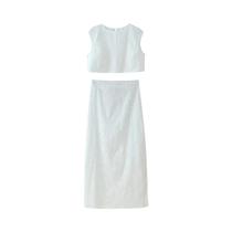 Conjunto De Vestido Casual Elegante Com Jaqueta De Bordado Vazado E Saia De Cintura Alta Para