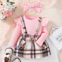 Conjunto De Vestido Casual Rosa De Manga Longa Para Meninas, Roupas De Primavera E Outono Para Bebês Conjunto De Vestido Casual Rosa De Manga Longa Para Meninas, Roupas De Primavera E Outono Para Bebês