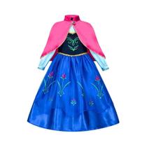 Conjunto De Vestido Da Princesa Anna Do Disney Frozen Para Meninas Com Capa Vermelha Para Festa De