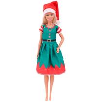 Conjunto De Vestido De Princesa Com Casaco De Pelúcia Vermelho Para Boneca De 30cm (11,8 Polegadas)