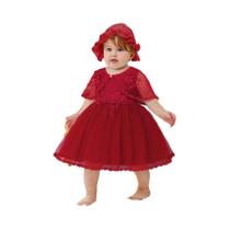 Conjunto De Vestido De Princesa Para Bebê Com Capuz Sem Mangas Em Renda Bordada Floral E Cetim Macio