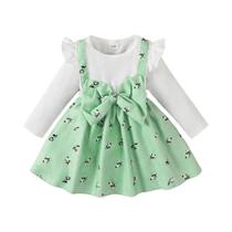 Conjunto De Vestido De Princesa Para Menina Com Bloco De Cores E Faixa Grande 0-24 Meses Moda Conjunto De Vestido De Princesa Para Menina Com Bloco De Cores E Faixa Grande 0-24 Meses Moda