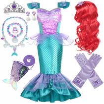 Conjunto de vestido e peruca Costume Yosbabe Little Mermaid Ariel