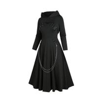 Conjunto De Vestido Gótico plus Size Com Correntes, Blusa De Manga Comprida Com Capuz, Moda Europeia Conjunto De Vestido Gótico plus Size Com Correntes, Blusa De Manga Comprida Com Capuz, Moda Europeia
