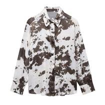 Conjunto De Vestido RARA Primavera 2025: Camisa De Cetim Com Estampa Animal E Saia De Cintura Alta