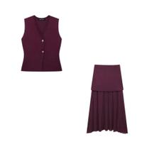 Conjunto De Vestido Vintage Chic Para Mulheres, Top Sem Mangas Com Decote Em V E Saia Longa Reta,