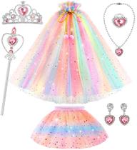 Conjunto de vestidos de princesa BesJonie para meninas de 4 a 6 anos com capa e acessórios