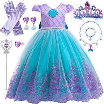 Conjunto de vestidos de sereia TOLOYE Costume Princess Costume para meninas de 3 a 10 anos