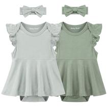 Conjunto de vestidos para bebês, meninas, bebês, Noah, mangas esvoaçantes, 0-12M