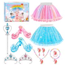 Conjunto de vestidos para princesas Myfolrena com sapatos e acessórios