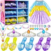 Conjunto de vestidos para princesas Rcovasc com 3 saias, sapatos, coroas e muito mais