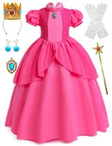 Conjunto de vestidos rosa Princess Costume Sabbenia para meninas de 4 a 5 anos Conjunto de vestidos rosa Princess Costume Sabbenia para meninas de 4 a 5 anos