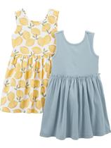 Conjunto de vestidos Simple Joys by Carter's Girls 4T Dusty Azul/Branco