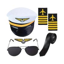 Conjunto De Vestuário Para Piloto De Aviação PESENAR: Chapéu De Piloto, Distintivo De Ombro, Óculos