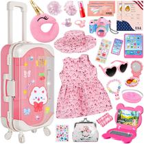 Conjunto de viagem Doll Suitcase XFBB com 26 acessórios para 18 polegadas