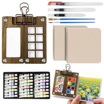 Conjunto de viagem em aquarela URSOQ Pocket Artist com pintura e caderno de desenho