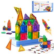 Conjunto de viagem Magnetic Tiles BunnyBoo 42PC para crianças de 3 a 8 anos com estojo