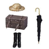 Conjunto de viagem para móveis de casa de bonecas em miniatura, escala 1/12, 4 unidades