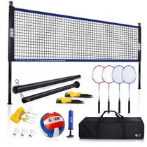 Conjunto de voleibol de badminton portátil ao ar livre GSE com rede e bolsa