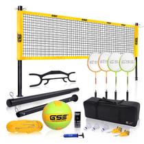 Conjunto de voleibol e badminton GSE Net Rackets Shuttlecocks Pump Conjunto de voleibol e badminton GSE Net Rackets Shuttlecocks Pump