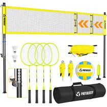 Conjunto de voleibol e badminton Patiassy, ajustável, rede de 9,8 m