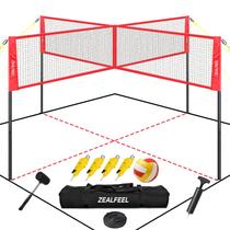 Conjunto de Voleibol ZEALFEEL 4 Quadras - 4-Way com Bola Conjunto de Voleibol ZEALFEEL 4 Quadras - 4-Way com Bola